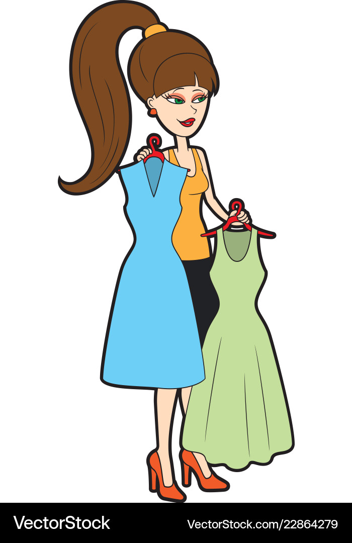 Fashion girl choosing dress Fashion girl choosing dress vector image