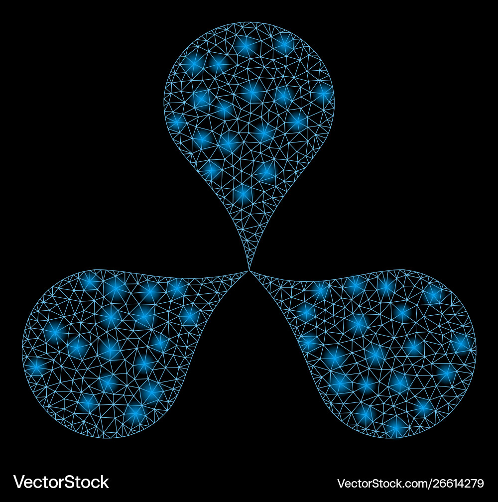Glowing mesh wire frame map pointers with flash Vector Image
