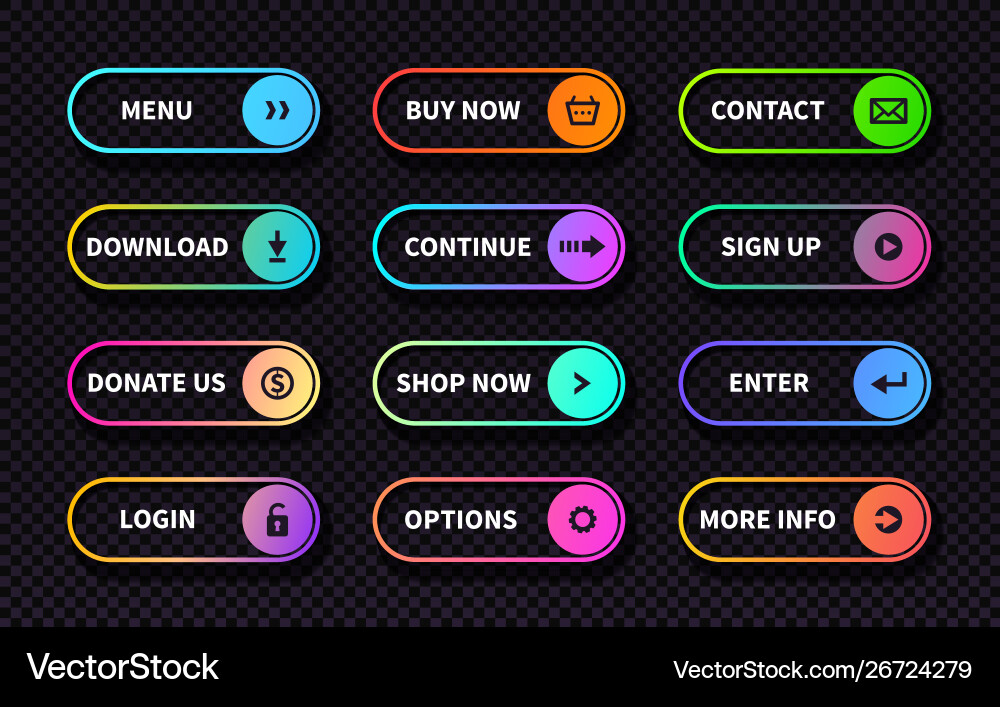 Gradient Action Buttons - Set vektorbild