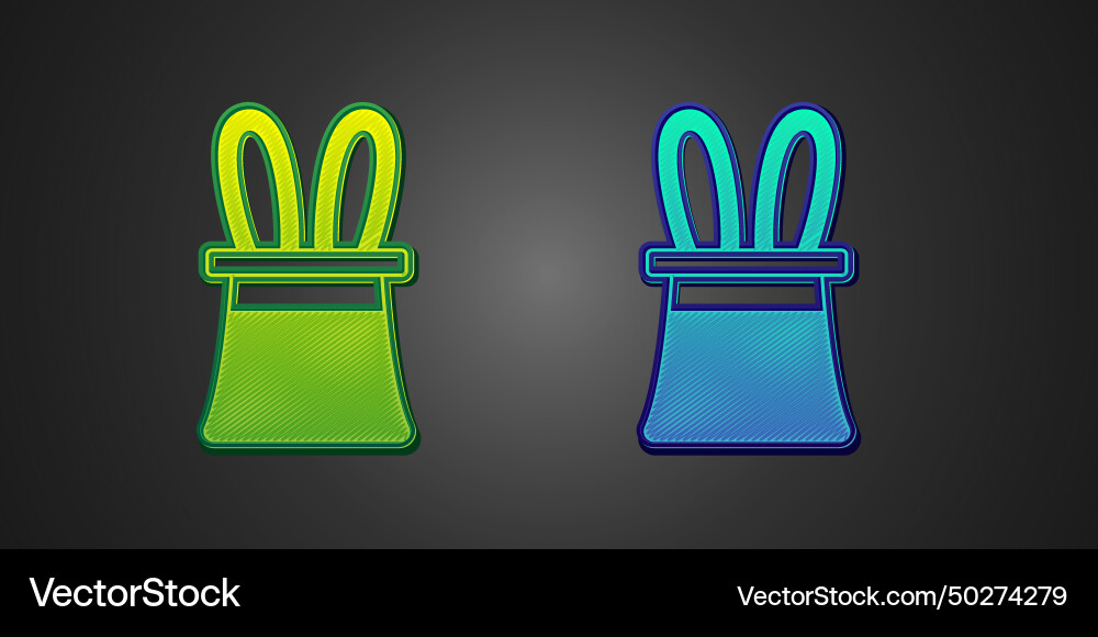 Green and blue magician hat rabbit ears icon Green and blue magician hat rabbit ears icon vector image