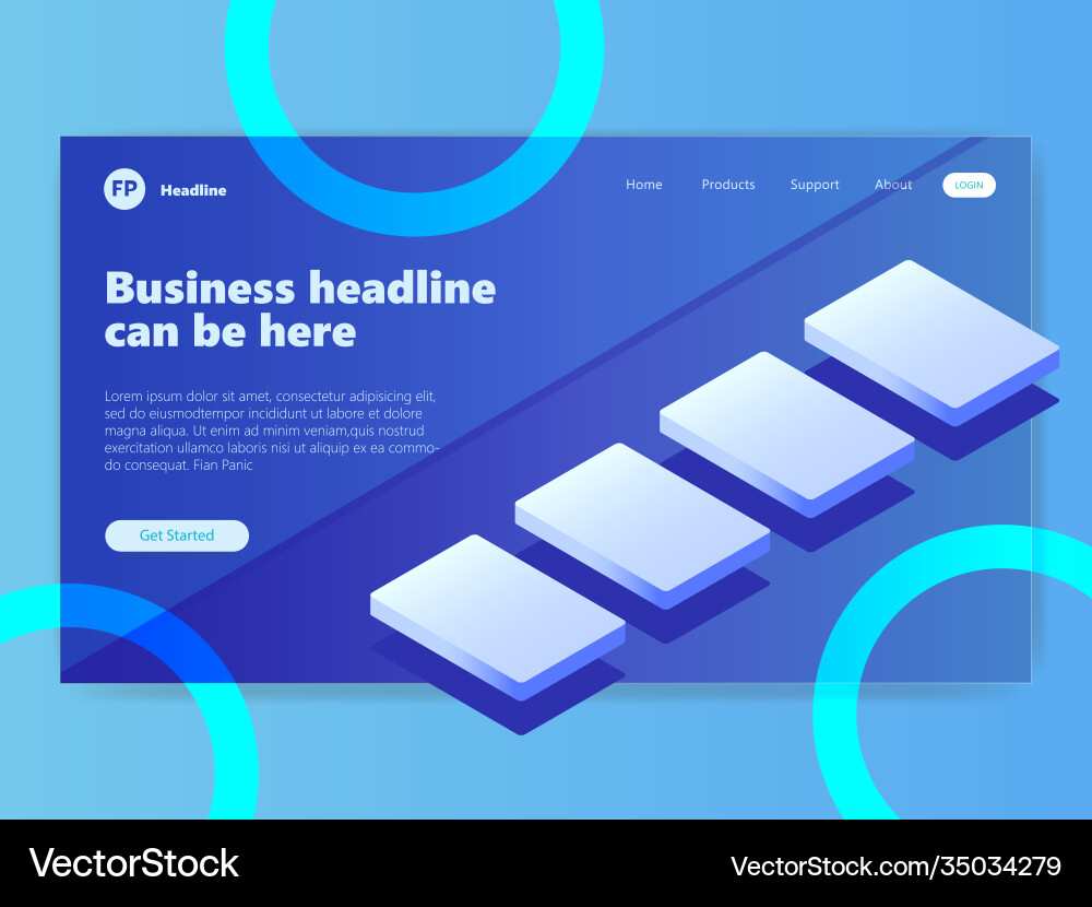 Landing page template with gradient modern webpage Vector Image
