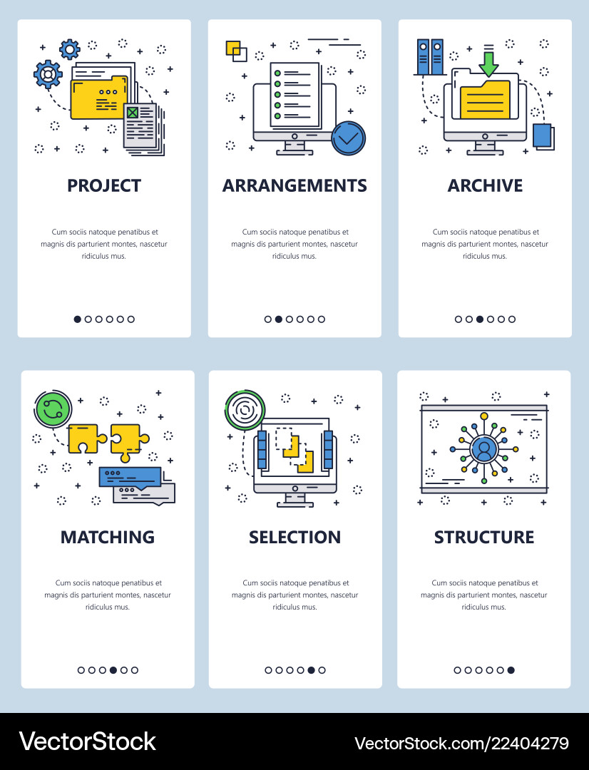 Line art web and mobile app template set Vector Image