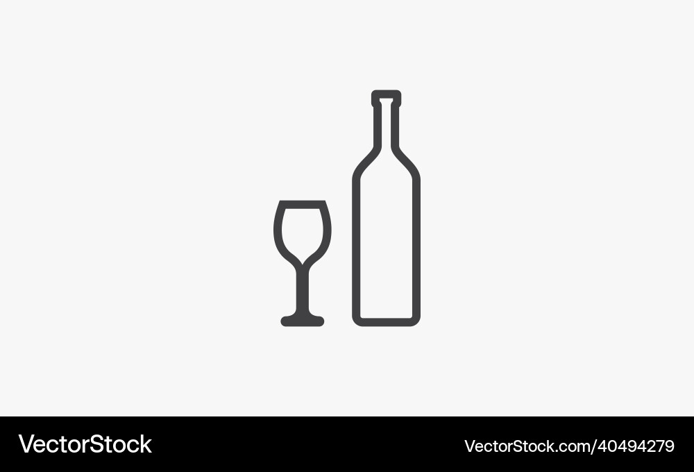 Line icon beverage bottle and wine glass isolated Line icon beverage bottle and wine glass isolated vector image
