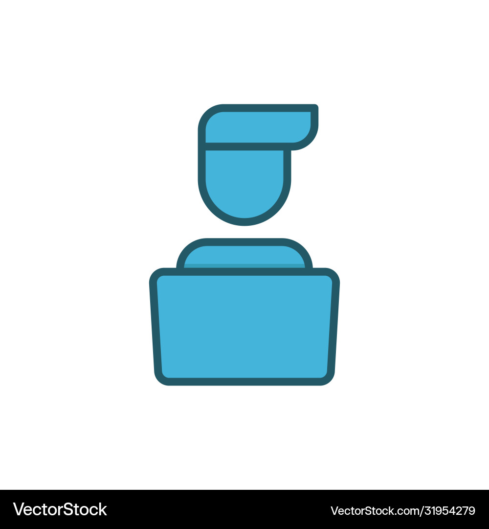 Man working on computer icon symbol Vector Image