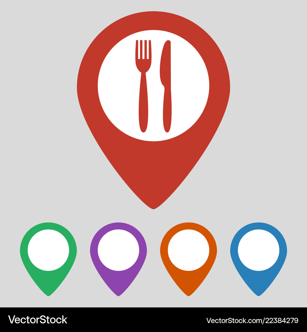 Map marker location with fork and knife Map marker location with fork and knife vector image