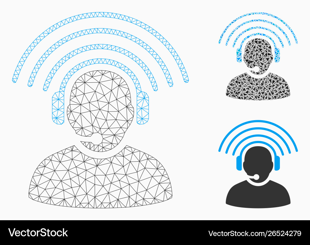 Operator radio signal mesh wire frame model Operator radio signal mesh wire frame model vector image