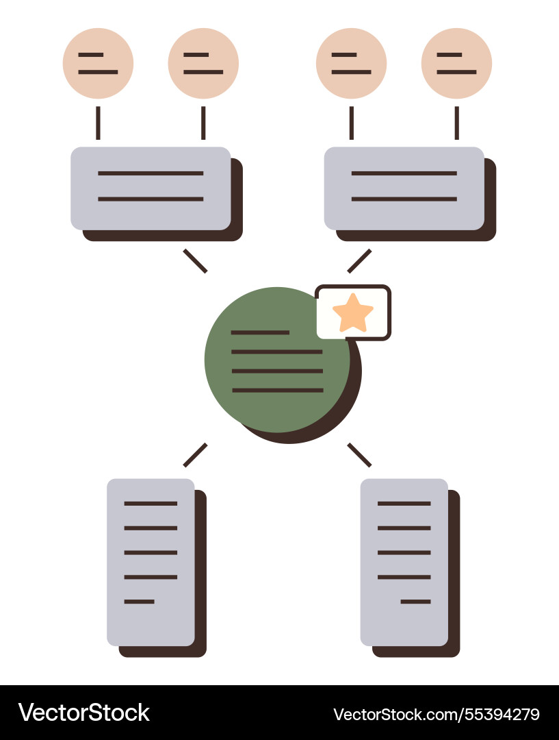 Organizational workflow chart with central node Organizational workflow chart with central node vector image