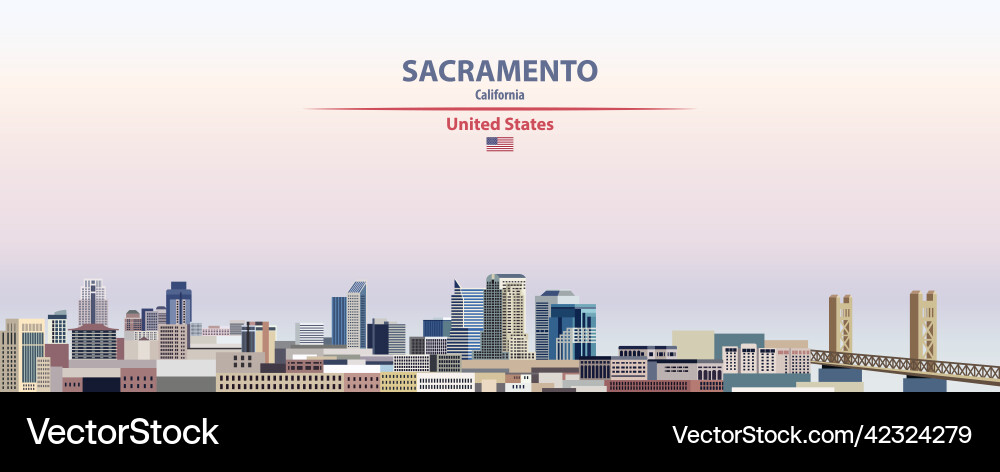 Sacramento Skyline at Sunset Vector Image