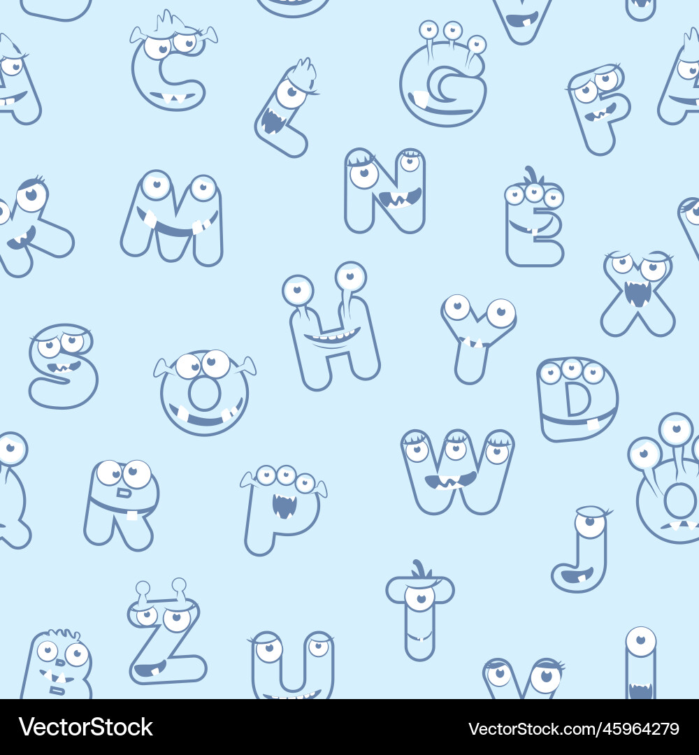 Seamless pattern with contour monster alphabet Seamless pattern with contour monster alphabet vector image