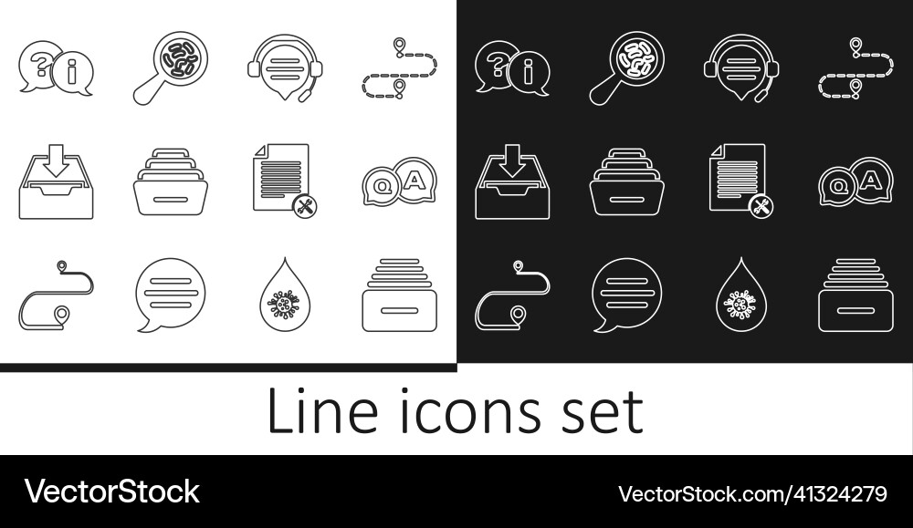 Set line drawer with documents question Vector Image