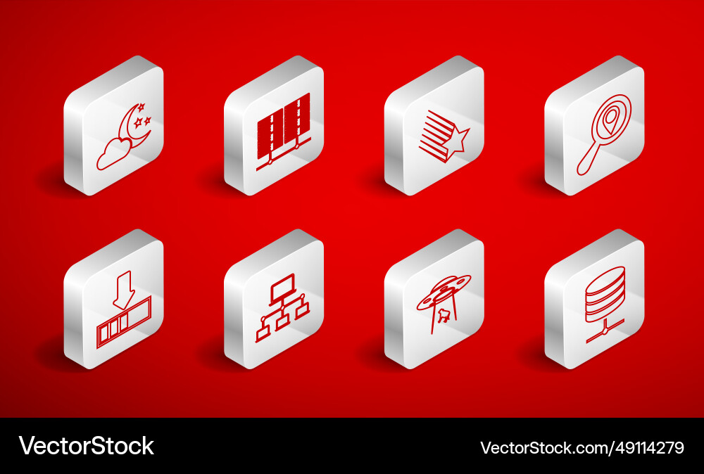 Set line server data web hosting falling star Set line server data web hosting falling star vector image