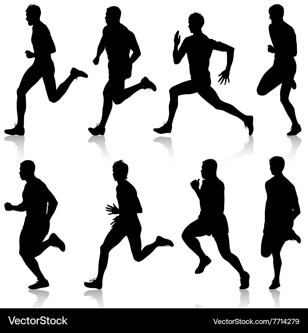 Set of silhouettes runners on sprint men vector image