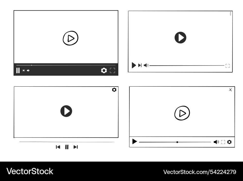 Video player display frame line doodle bar Vector Image