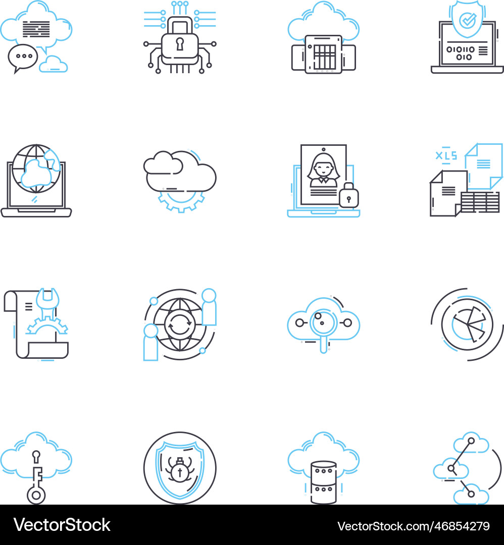 Web security linear icons set firewall Web security linear icons set firewall vector image