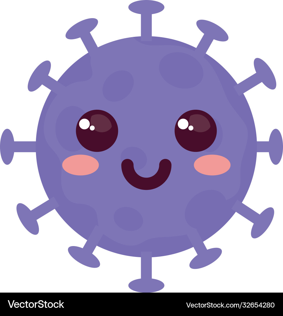 Carton coronavirus emoji purple cell with face Carton coronavirus emoji purple cell with face vector image