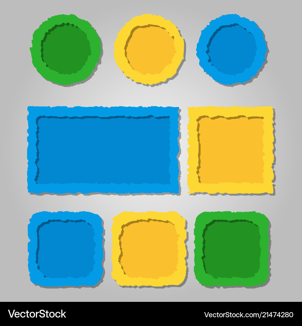 Colored torn paper frames with shadowsdifferent Colored torn paper frames with shadowsdifferent vector image