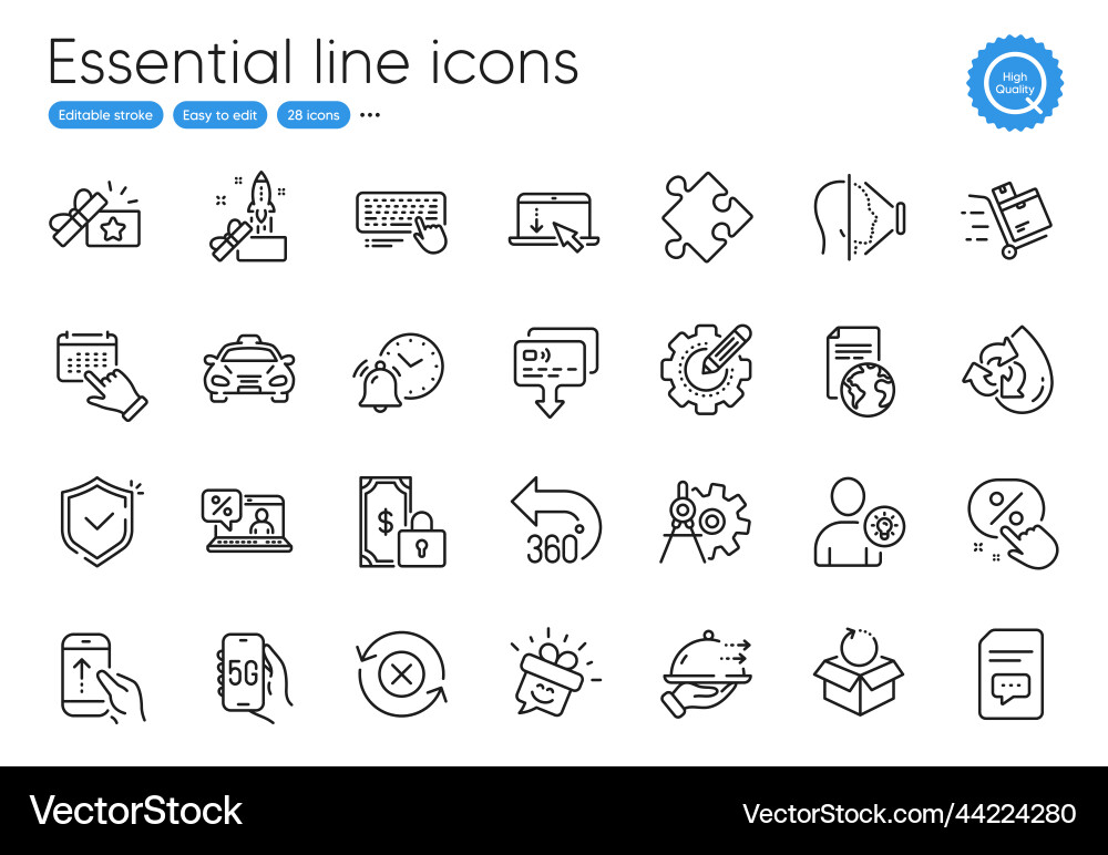 Computer keyboard event click and card line icons Computer keyboard event click and card line icons Vector Image