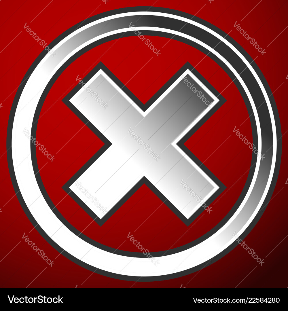 Cross x symbol iconfailure error rejection Cross x symbol iconfailure error rejection vector image