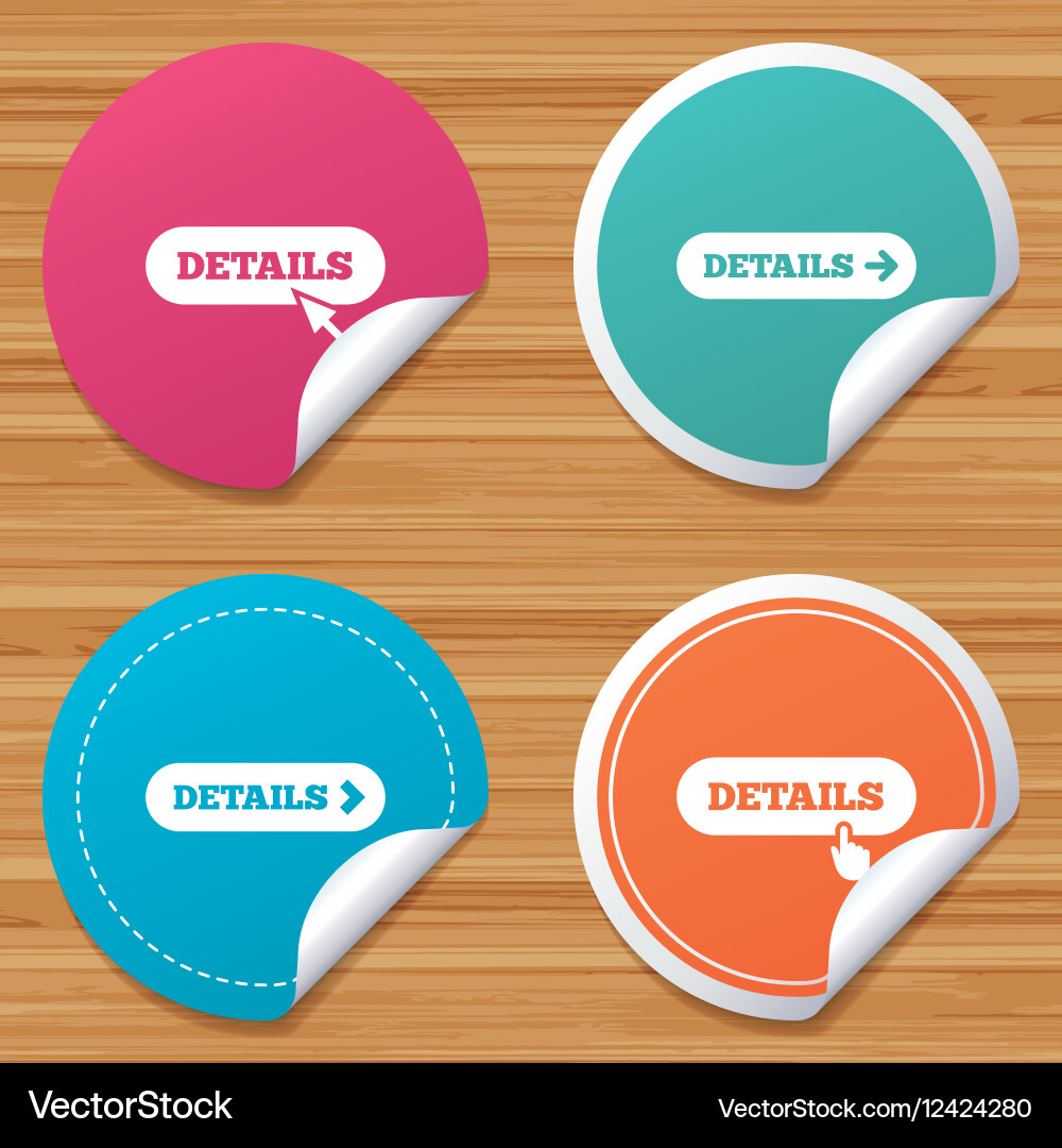 Details with arrow more symbol and cursor vector image