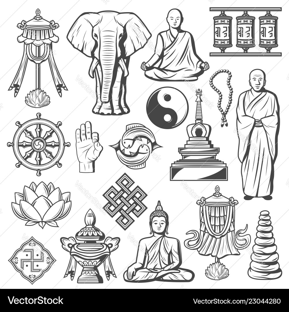 Eastern Spirituality Icons – Royalty-Free Vector | VectorStock, image size:1000x1080