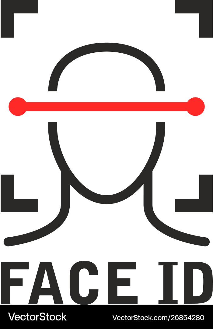 Face id icon - recognition identification scan Face id icon - recognition identification scan vector image