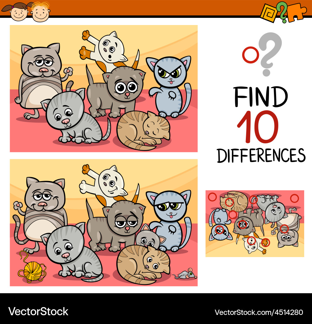 Find the Differences Puzzle Game vector image