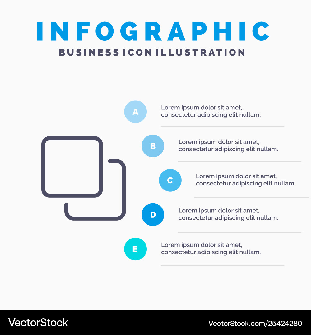 Four media quadruple stack line icon with 5 steps Four media quadruple stack line icon with 5 steps vector image