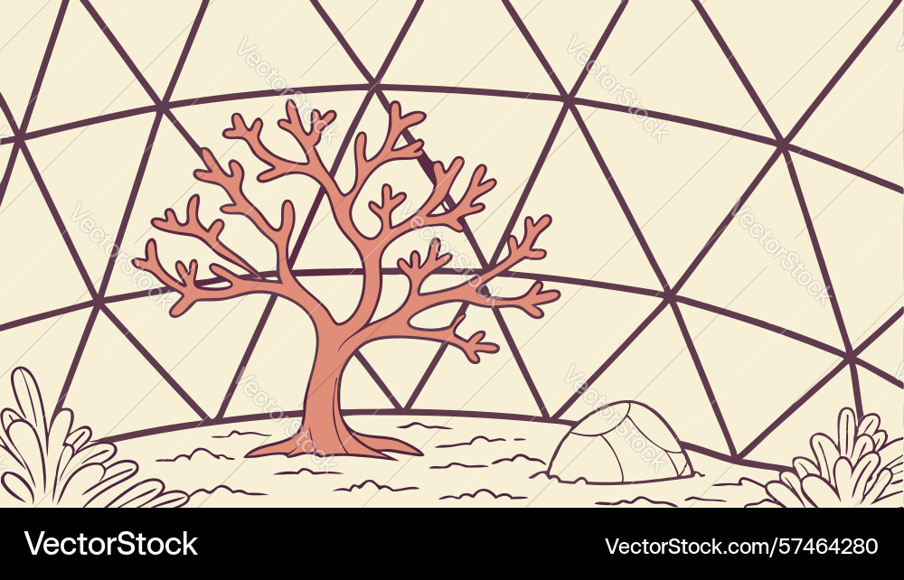 Geometric framework with red tree design vector image