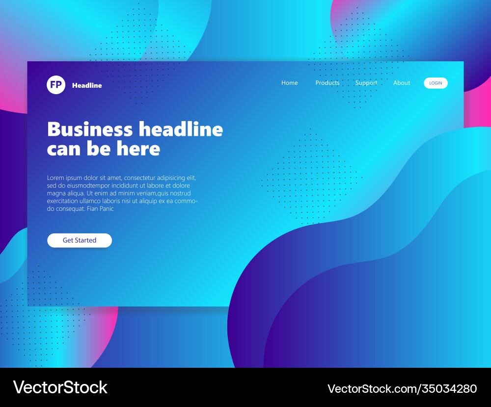 Landing page template with gradient modern webpage Vector Image