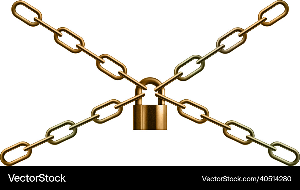 Locked golden chain composition Royalty Free Vector Image