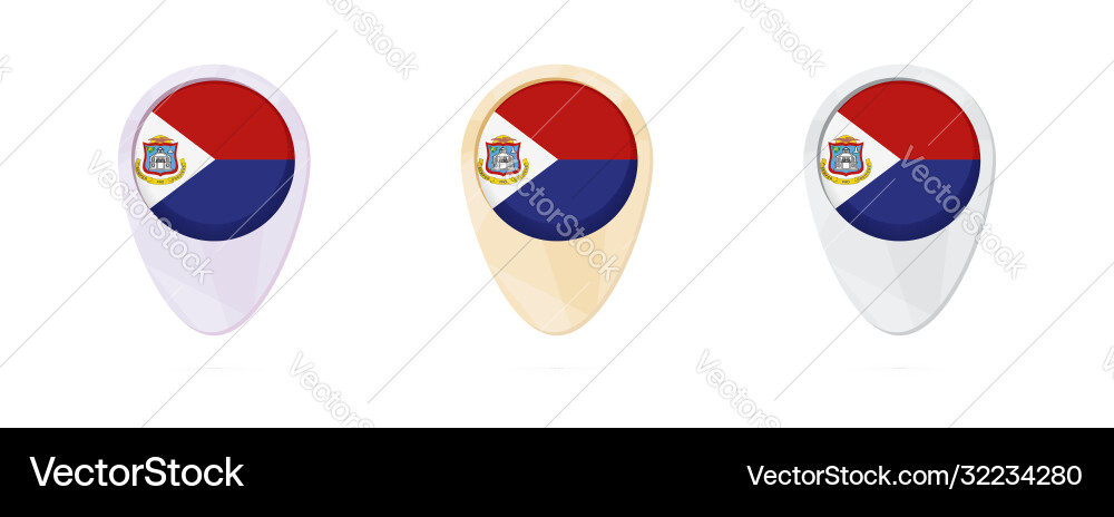 Map markers with flag sint maarten 3 color vector image