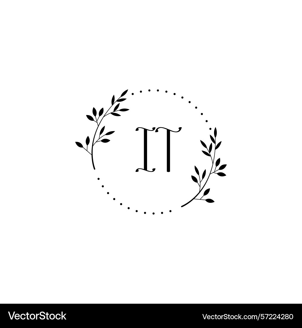 Minimalist botanical monogram it logo design Vector Image