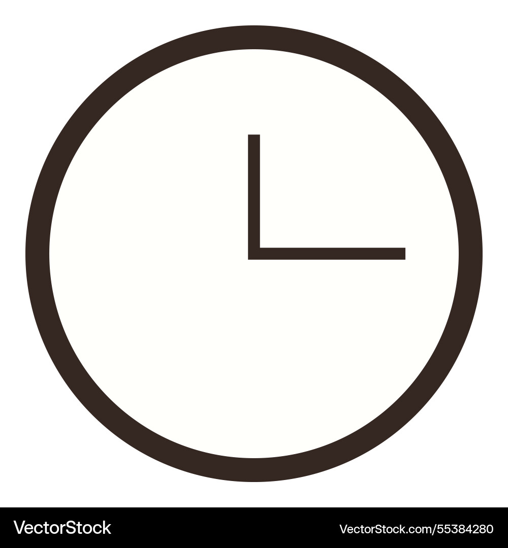 Minimalist clock with simple black frame and hour Minimalist clock with simple black frame and hour vector image