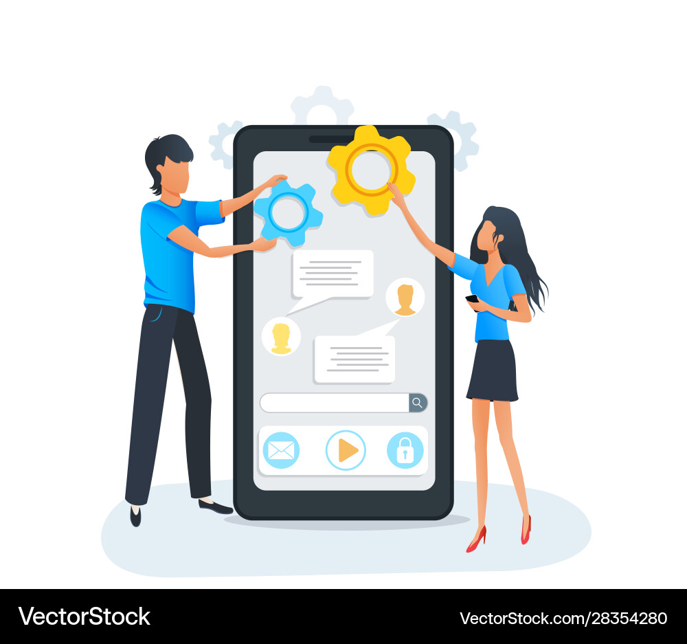 Mobile app development and coding process Mobile app development and coding process vector image