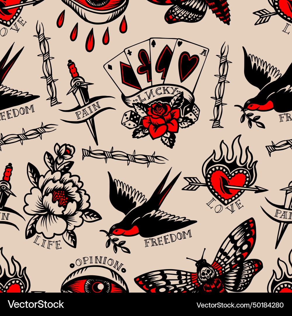Seamless pattern with tattoo on the nude Seamless pattern with tattoo on the nude vector image