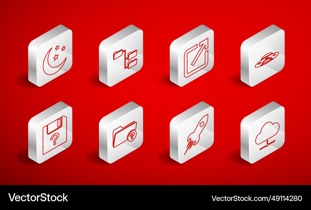 Set line network cloud connection folder tree Set line network cloud connection folder tree vector image