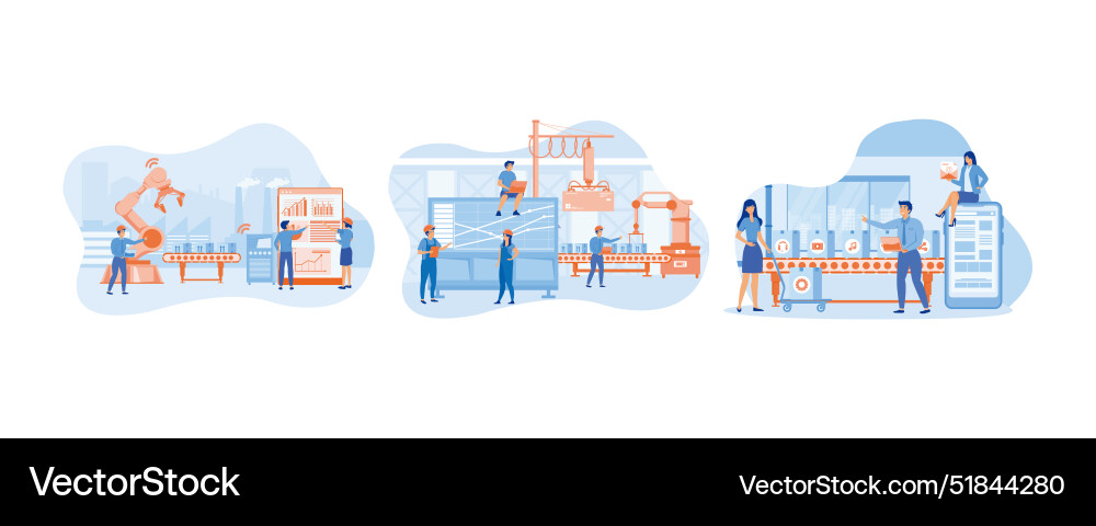 Smart factory and working person using wireless vector image