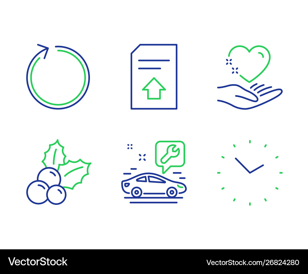Upload file loop and car service icons set Upload file loop and car service icons set vector image