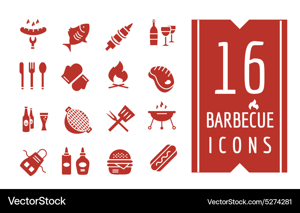 Barbecue and food icons objects set Vector Image