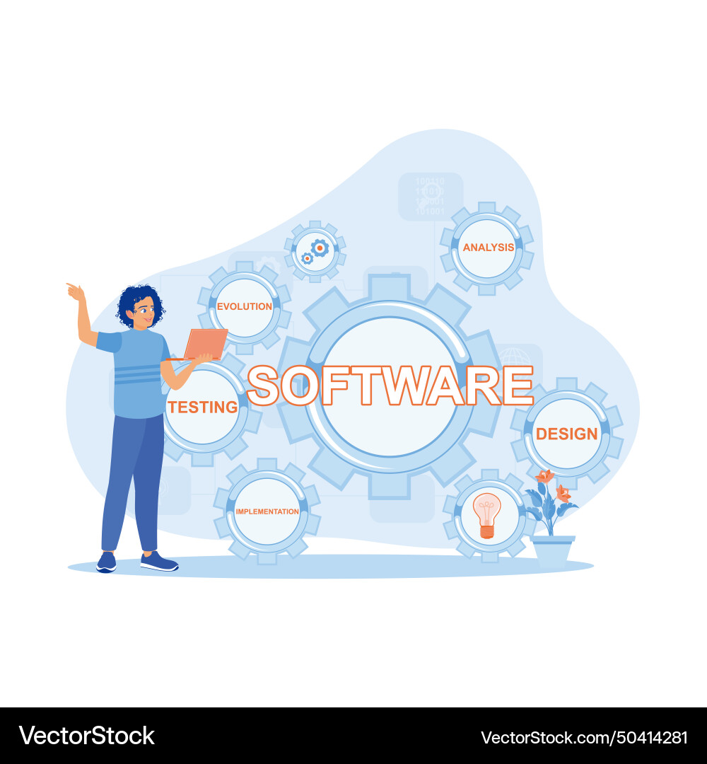 Computer experts develop software and automate vector image