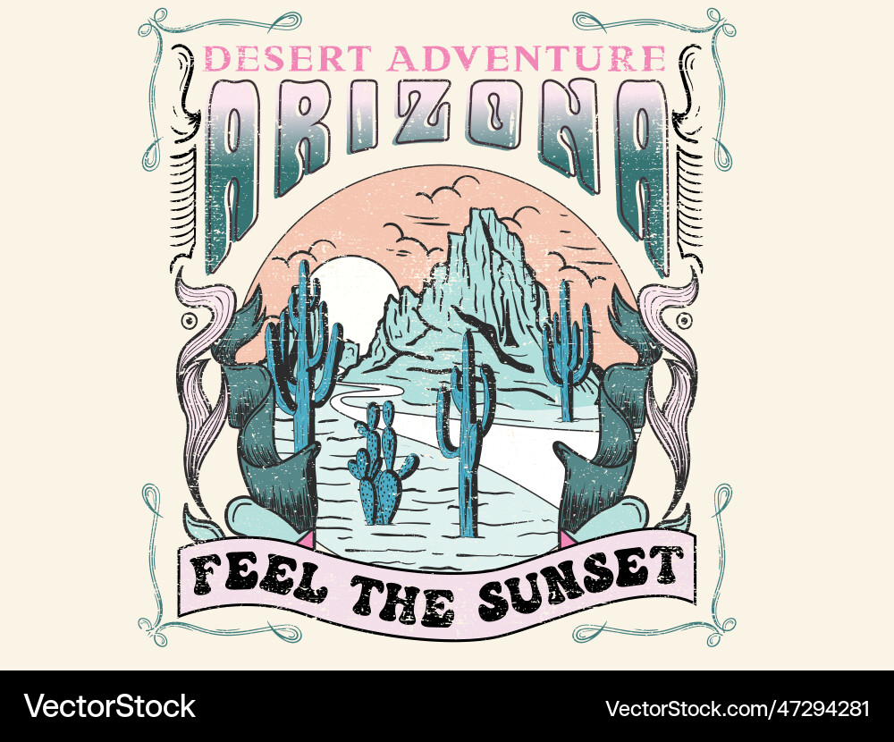 Desert Sunset Tee Royalty Free Vector Image - VectorStock