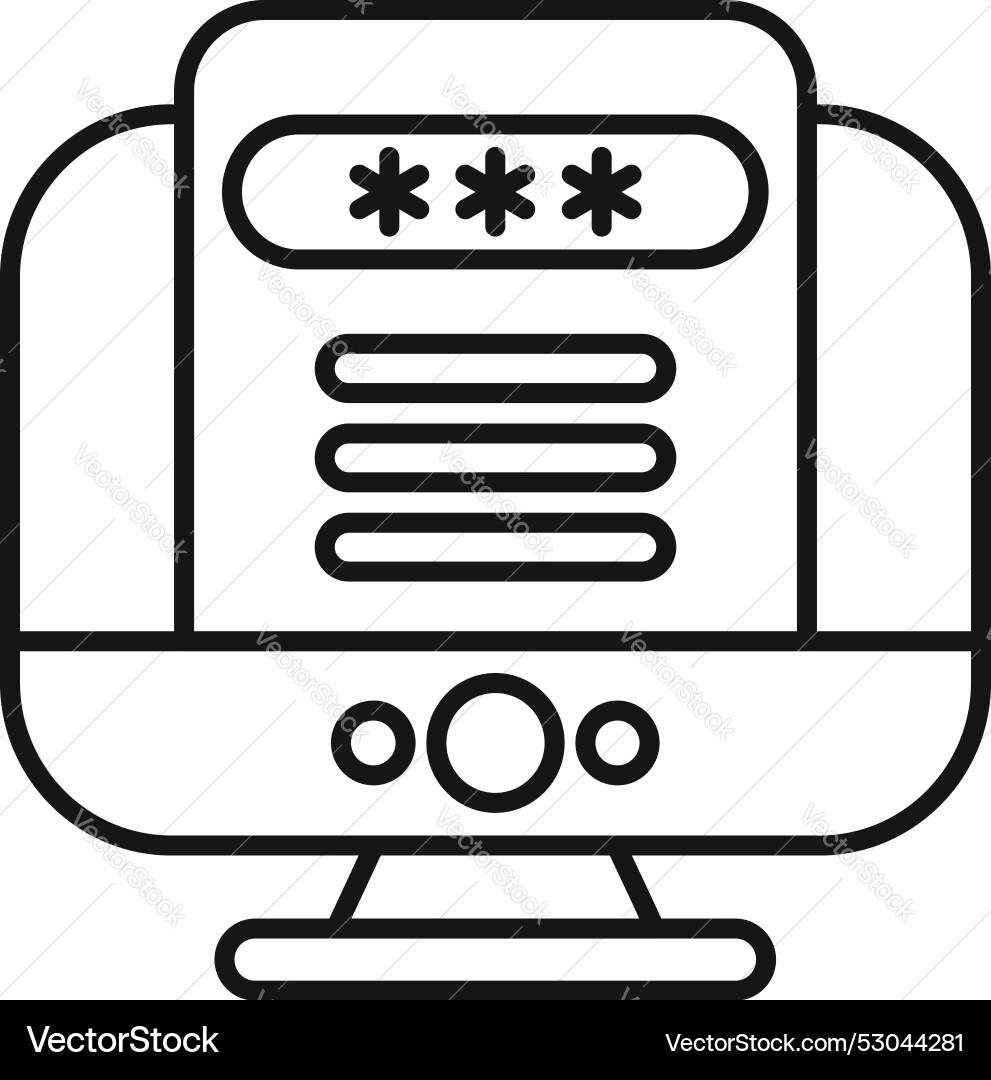 Desktop computer displaying password protected Desktop computer displaying password protected vector image