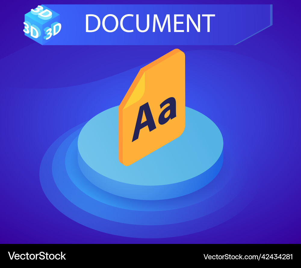 Document isometric design icon web 3d colorful Document isometric design icon web 3d colorful vector image