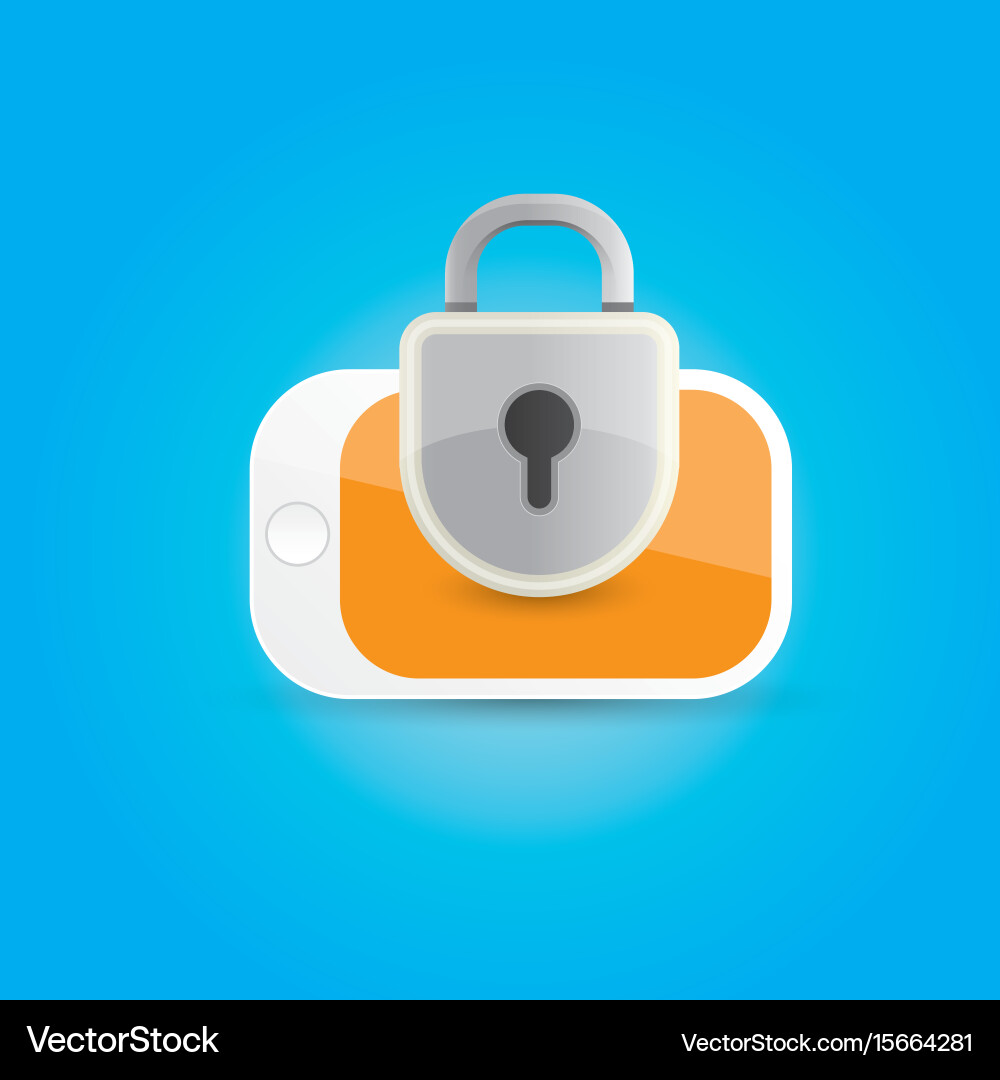 Mobile security app screen with shield and lock vector image