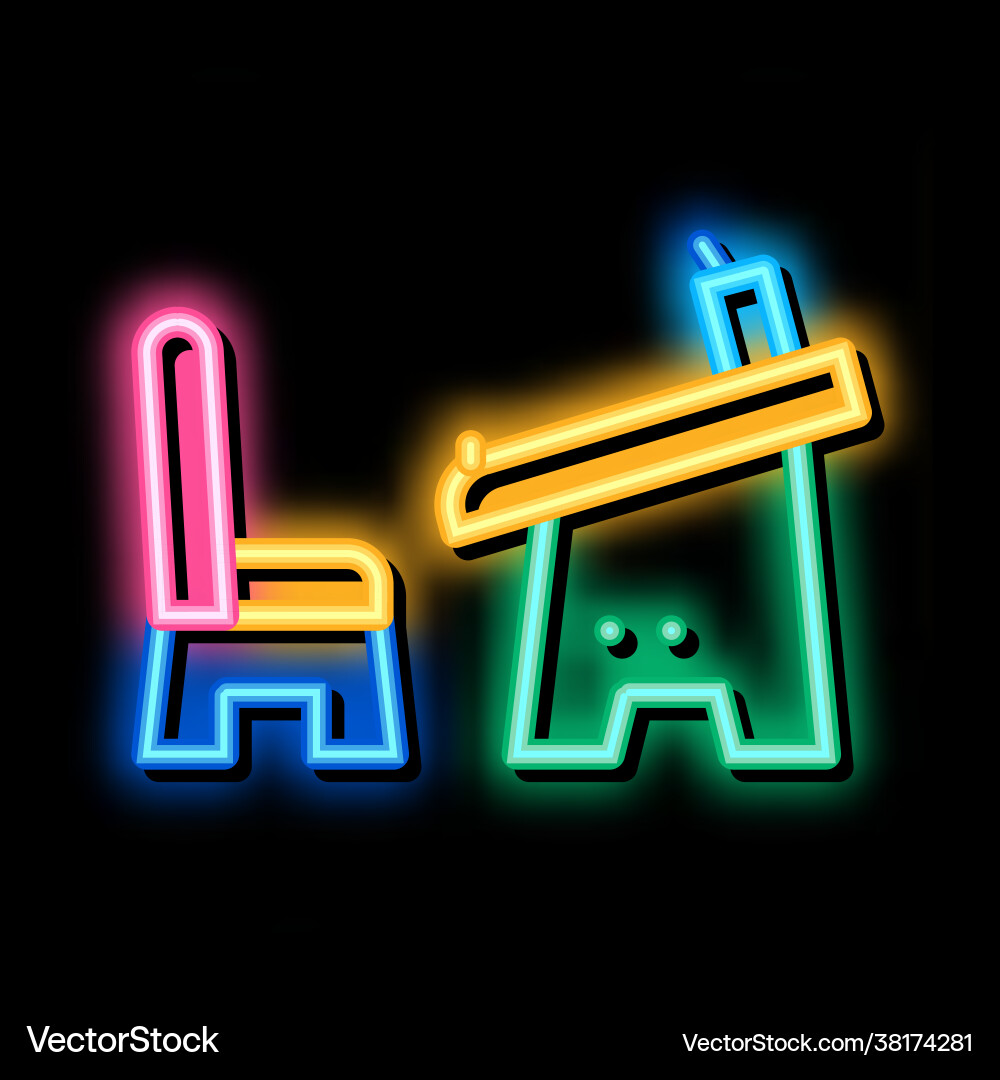 Neon Tisch Ausbildung Icon Vektorbild