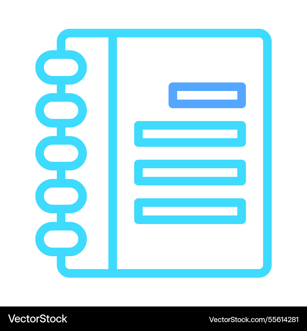 Outline notebook with text in blue color tone vector image