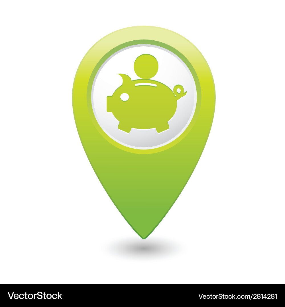 Piggy Bank Map Pointer Icon vector image