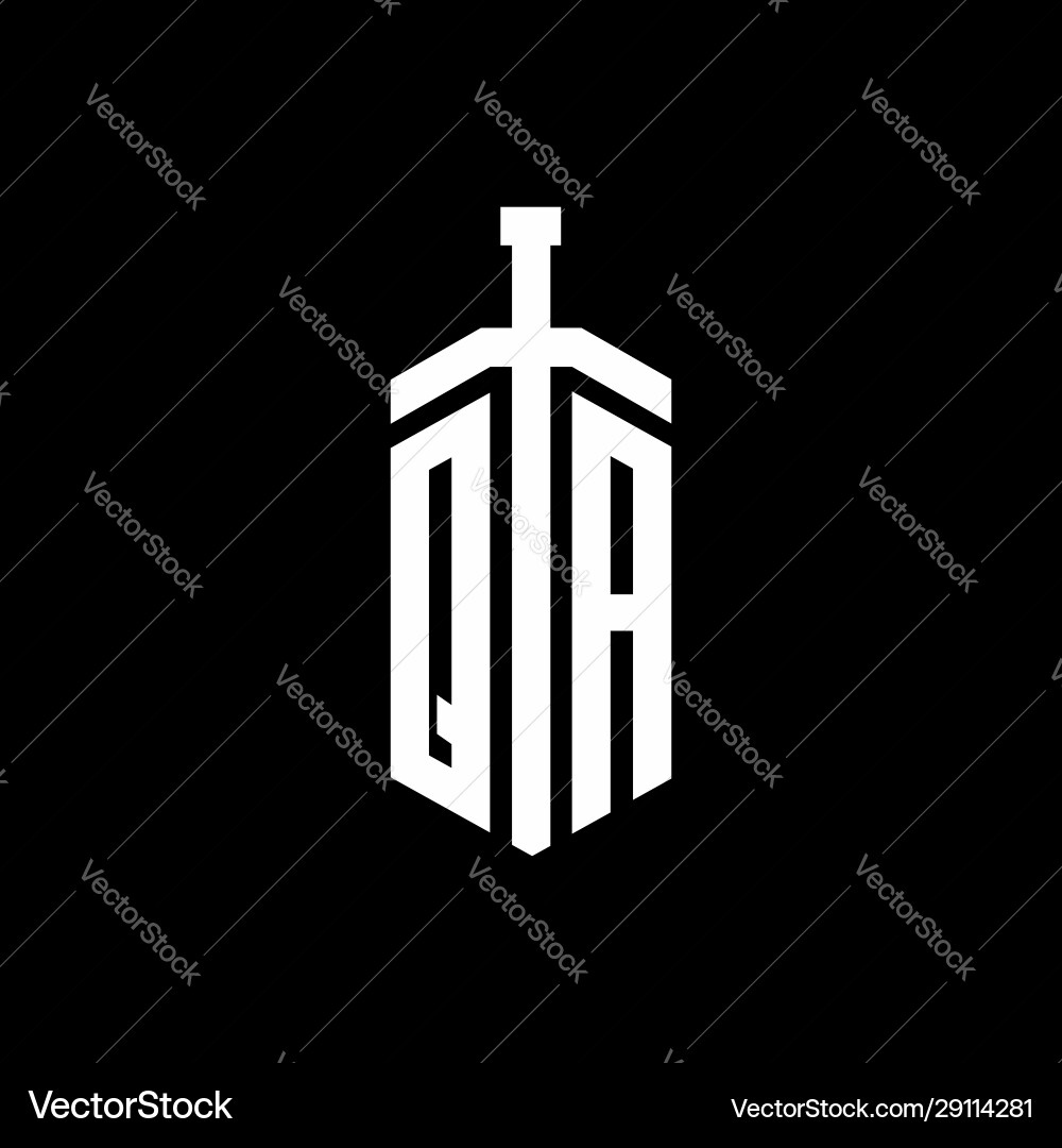 Qa logo monogram with sword element ribbon design Vector Image
