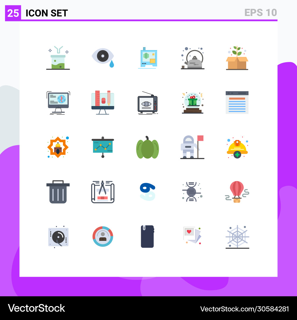 Set 25 flat colors on grid for box earth day Vector Image