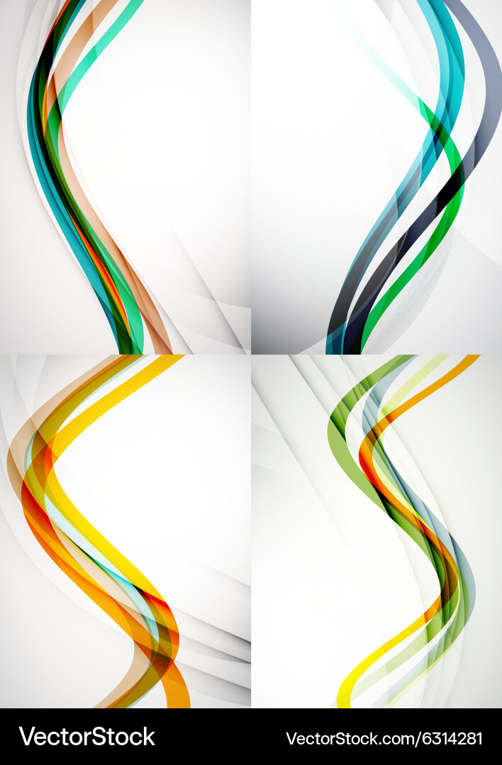 Set abstract backgrounds curve wave lines Vector Image